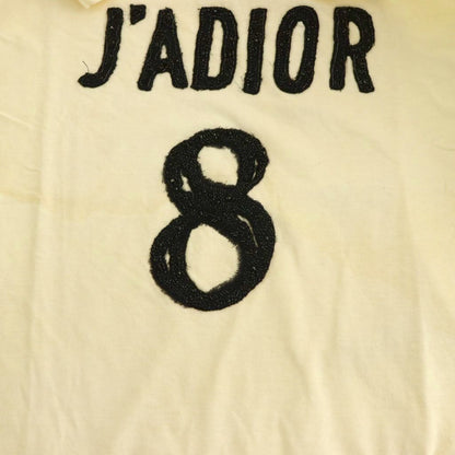 Dior J'adior 8 T-Shirt Sequin Embroidery Top Short Sleeve Linen Blend M Ivory — view 7