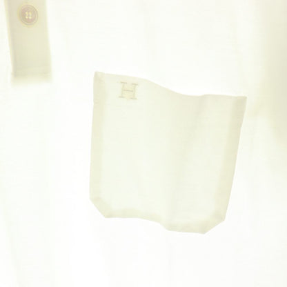 Hermes Logo Embroidery Polo Shirt Top Cotton L White CX AD — view 4