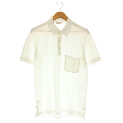 Hermes Logo Embroidery Polo Shirt Top Cotton L White CX AD