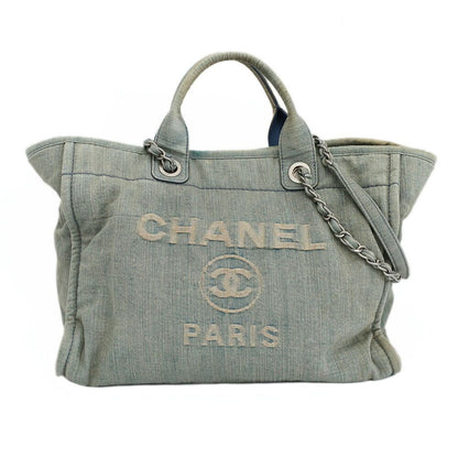 Chanel Ten Deauville Shopping Tote 2-Way Denim Light Blue Silver