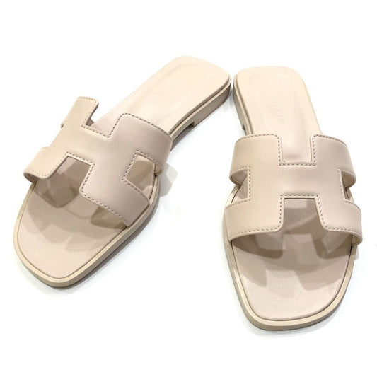 Hermes Sandals Oran Leather Rose Cancan Pink