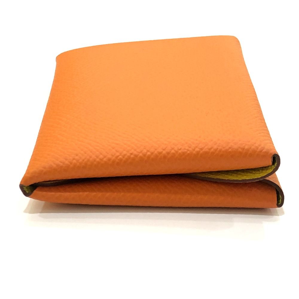 Hermes Bifold Wallet Calvi Duo Epsom Orange Lime — view 3