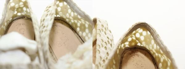 Chanel Espadrille Shoes White 37 Lace CC Logo Slip Ons Hemp Beige Aa — view 8