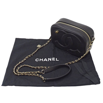Chanel Shoulder Bag Leather Black Gold Chain Small — view 8