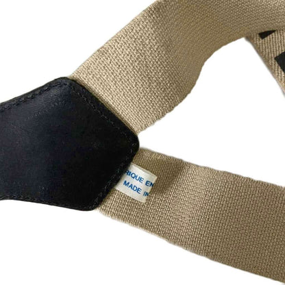 Chanel Suspenders CC Logo Belt Canvas Leather Archive Vintage Beige Black — view 8