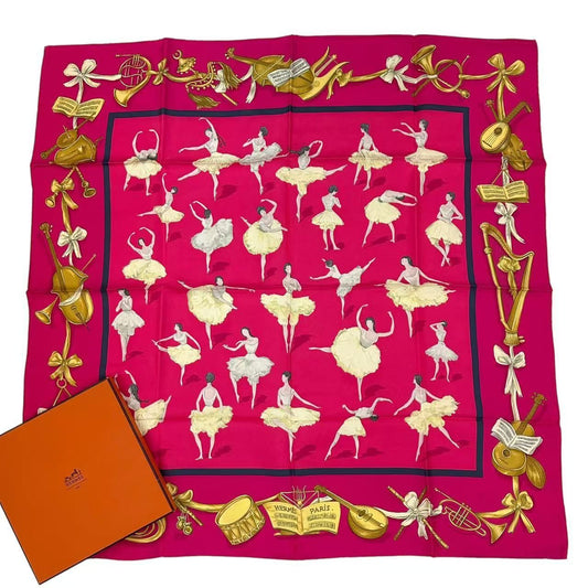 Hermes Carre 90 Scarf Silk la Dance Ballet Dancer Ballerina Pink