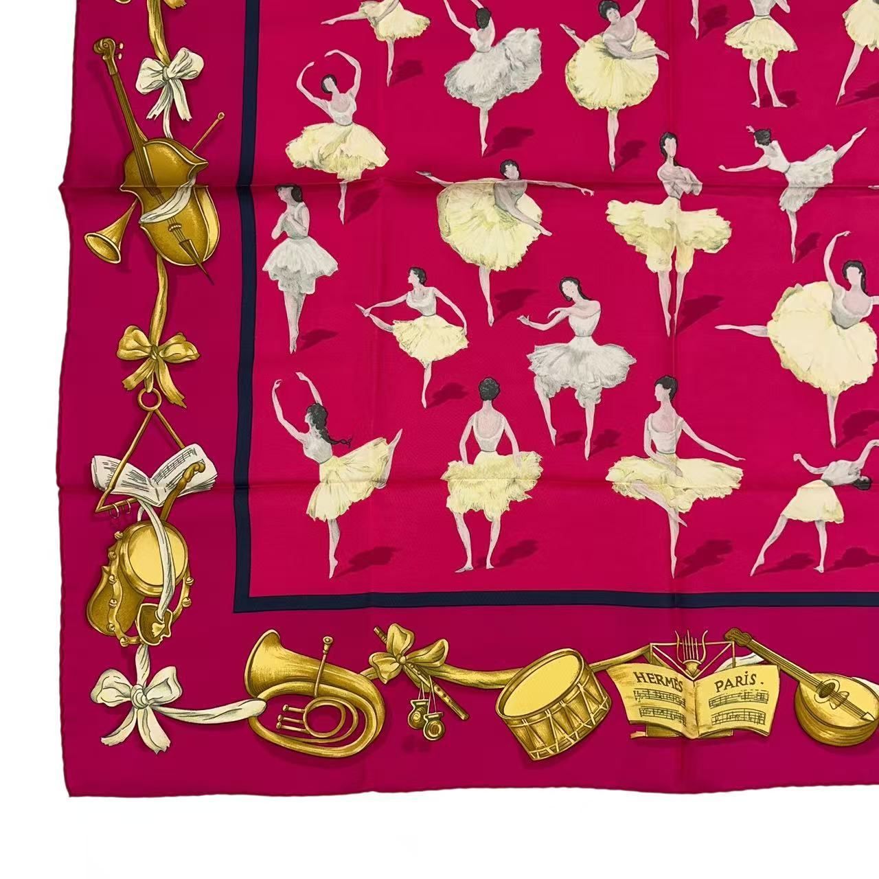 Hermes Carre 90 Scarf Silk la Dance Ballet Dancer Ballerina Pink — view 5
