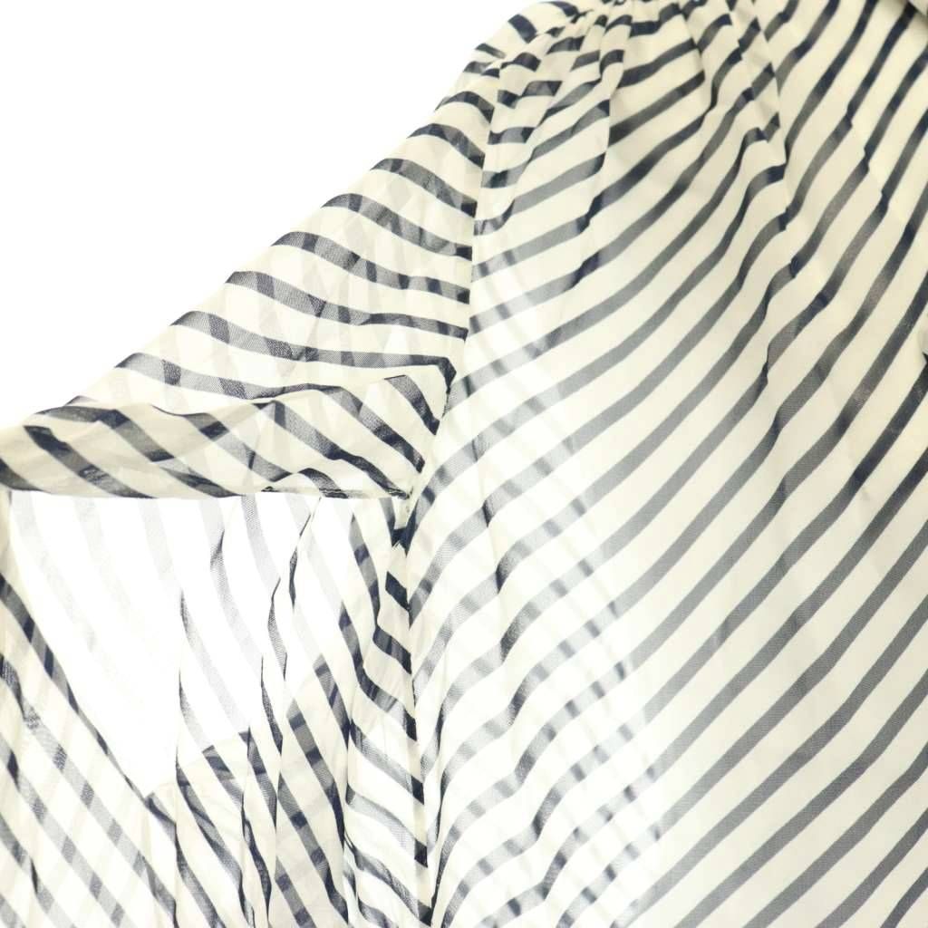 Balenciaga Shirt Blouse Striped Bowtie Sheer 36 Navy White CX — view 4