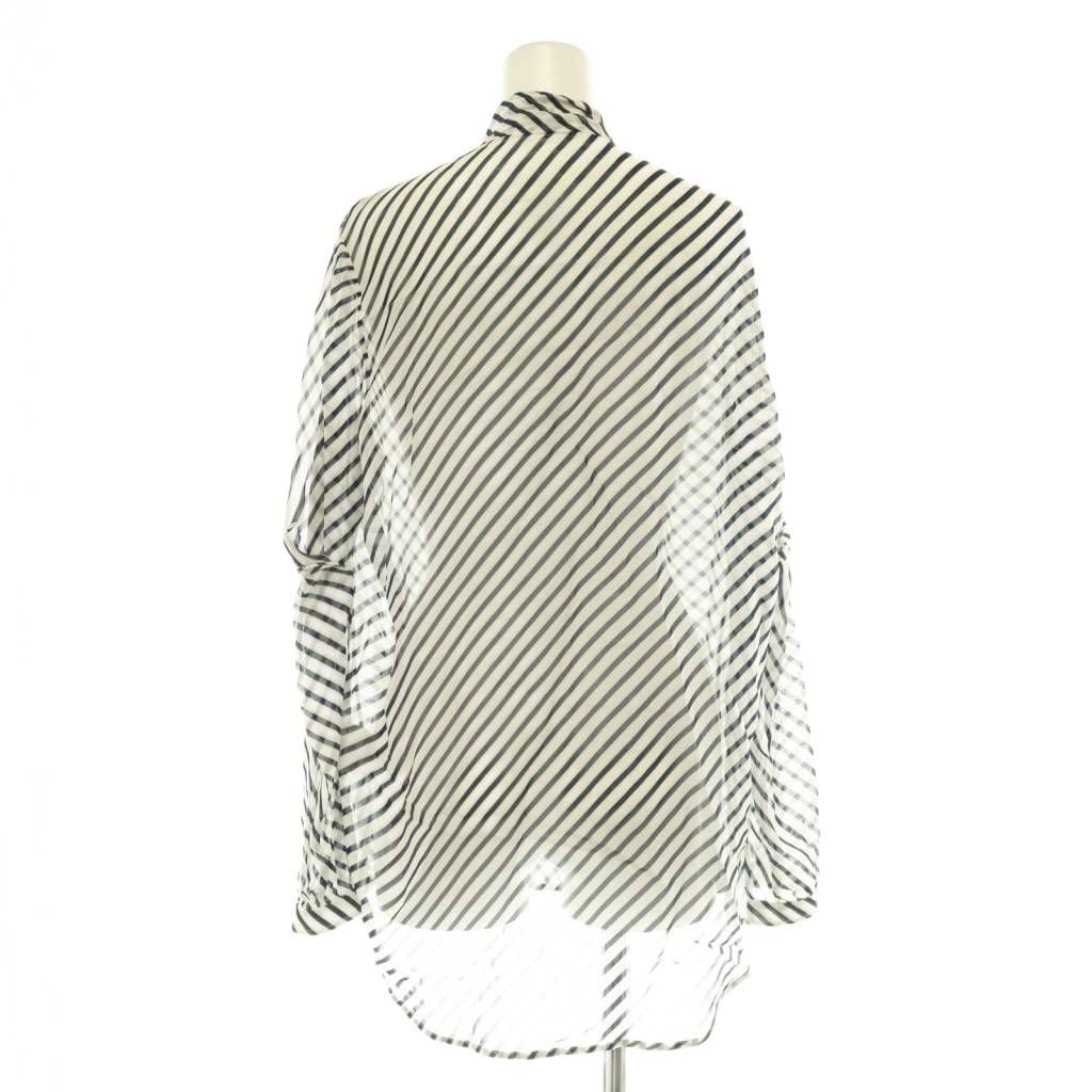 Balenciaga Shirt Blouse Striped Bowtie Sheer 36 Navy White CX — view 2