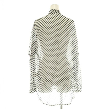 Balenciaga Shirt Blouse Striped Bowtie Sheer 36 Navy White CX — view 2