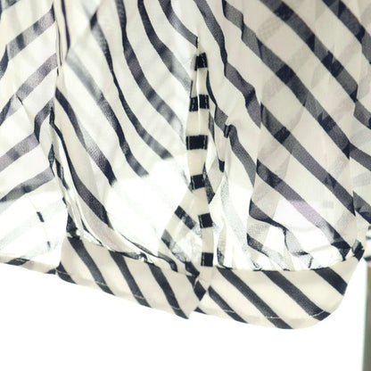 Balenciaga Shirt Blouse Striped Bowtie Sheer 36 Navy White CX — view 5