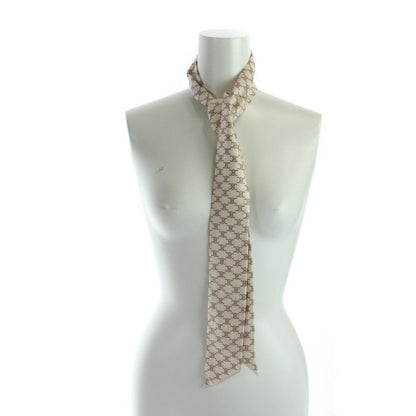 Celine Triomphe Lavalier Scarf Shawl Logo All Over Pattern Silk Ivory Beige — view 6