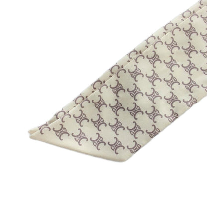 Celine Triomphe Lavalier Scarf Shawl Logo All Over Pattern Silk Ivory Beige — view 3