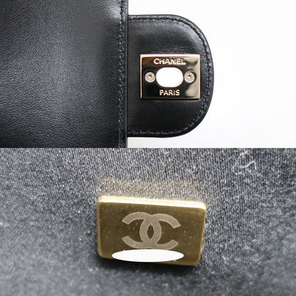 Chanel Ten Small Shopping Bag Blade Straw Lambskin Beige Black — view 7