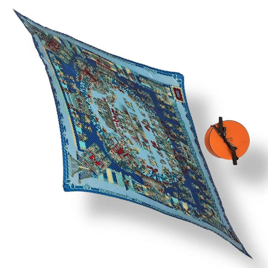Hermes Scarf Pleated Silk Celestial Bodies and the Sun Ancient Inca Empire