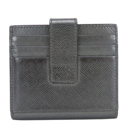 Prada Billfold Saffiano Leather Metallic Gray Black Silver Bifold Card Case — view 2