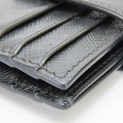 Prada Billfold Saffiano Leather Metallic Gray Black Silver Bifold Card Case — view 6