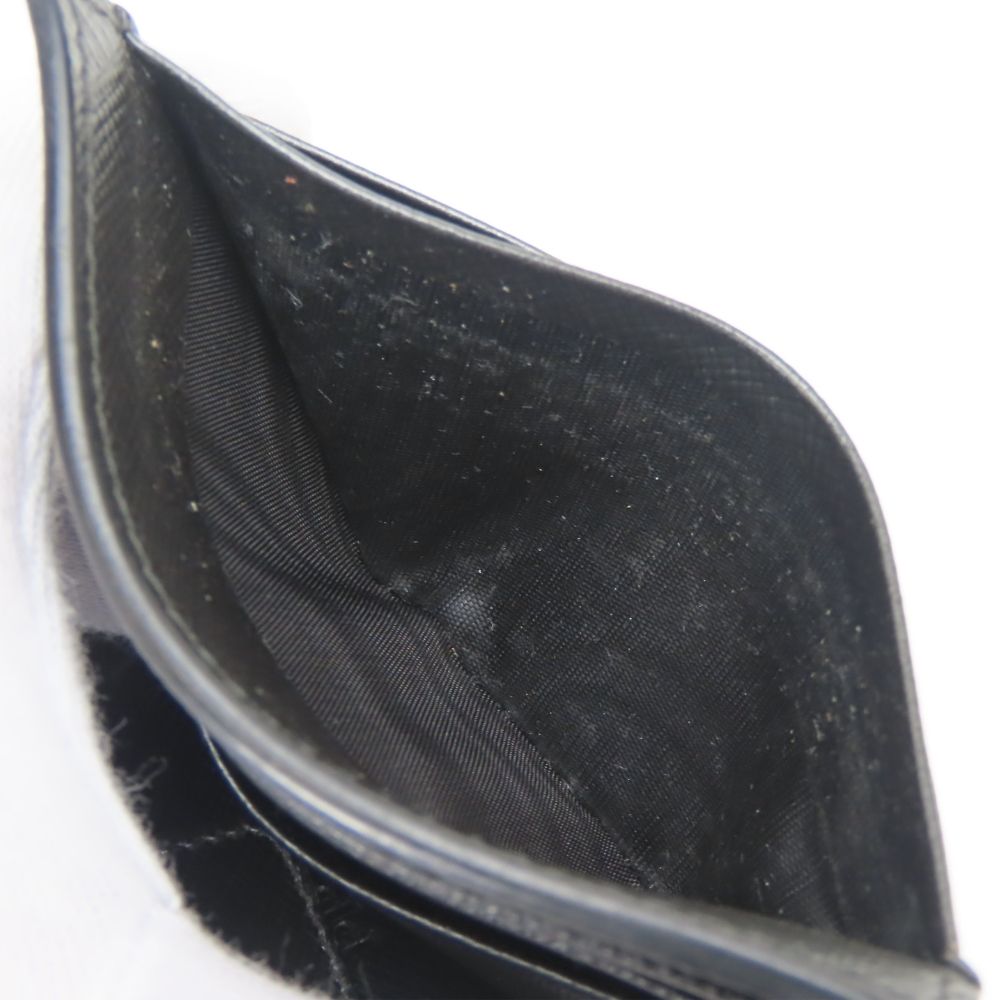 Prada Billfold Saffiano Leather Metallic Gray Black Silver Bifold Card Case — view 7