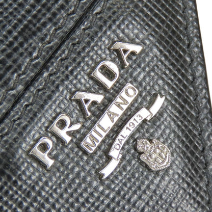 Prada Billfold Saffiano Leather Metallic Gray Black Silver Bifold Card Case — view 4