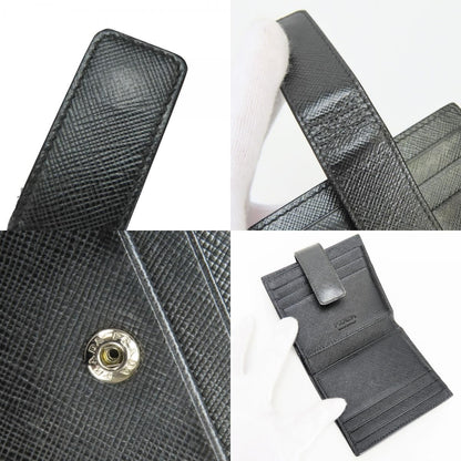 Prada Billfold Saffiano Leather Metallic Gray Black Silver Bifold Card Case — view 8