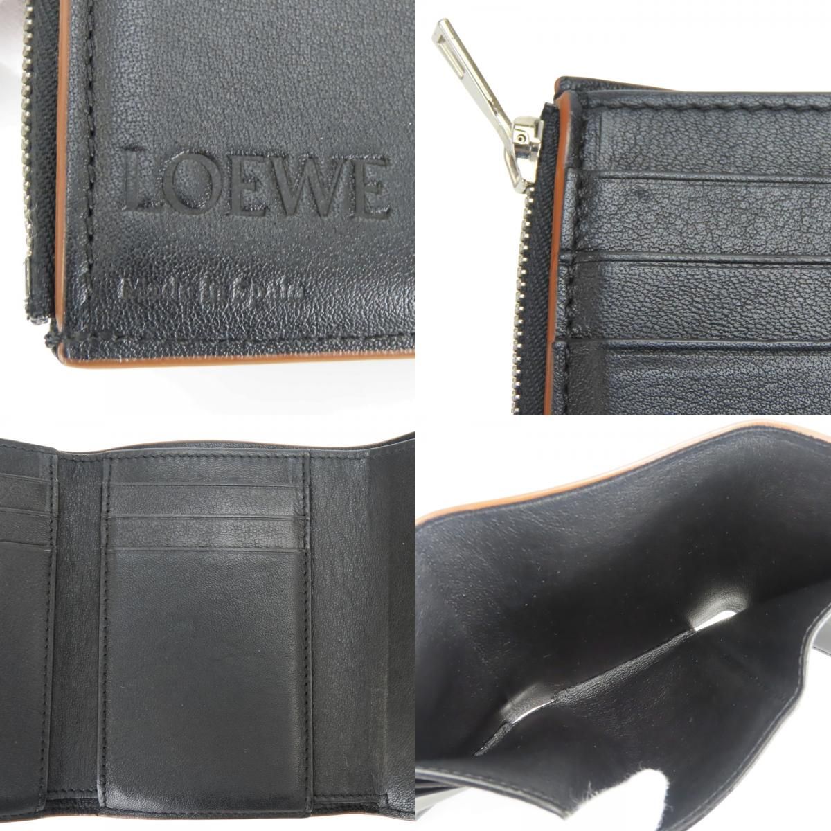 Loewe Trifold Wallet Anagram Vertical Small Leather Black Brown Compact — view 8
