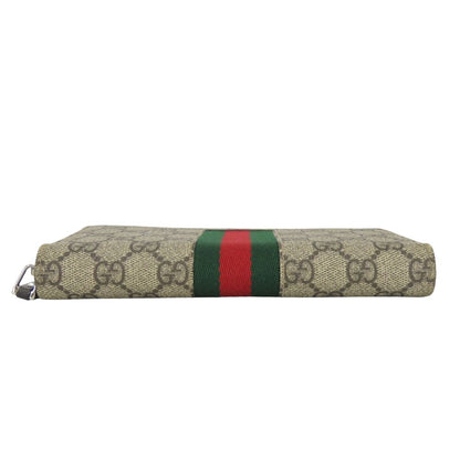 Gucci Wallet Sherry Line GG Supreme Canvas Beige Dark Brown Green Red Everyday — view 3