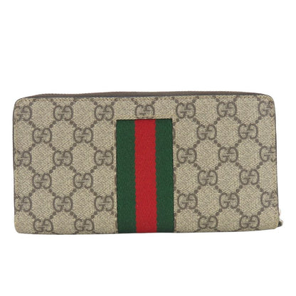 Gucci Wallet Sherry Line GG Supreme Canvas Beige Dark Brown Green Red Everyday — view 2