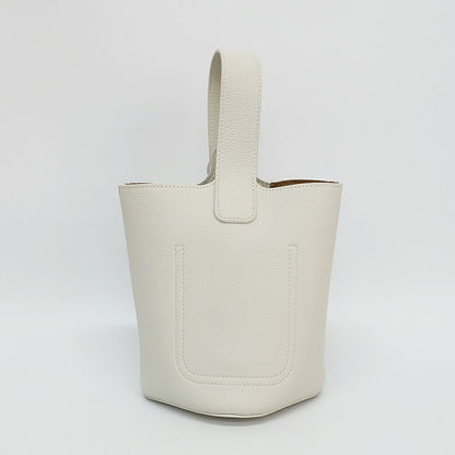 Loewe Ten Pebble Bucket Bag Mini 2-Way White Silver Leather Anagram — view 2