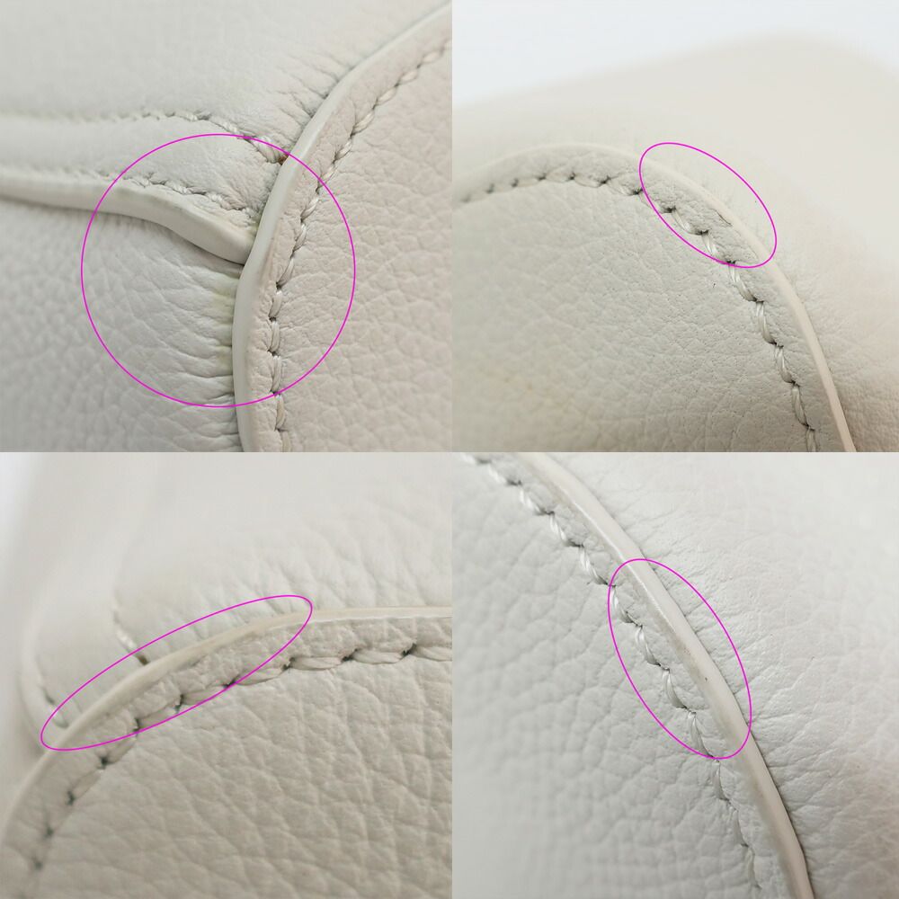 Loewe Ten Pebble Bucket Bag Mini 2-Way White Silver Leather Anagram — view 5