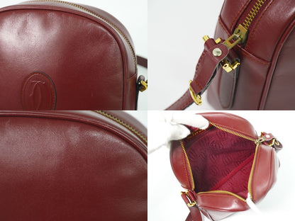 Cartier Must Line Shoulder Bag Pochette Leather Bordeaux — view 8