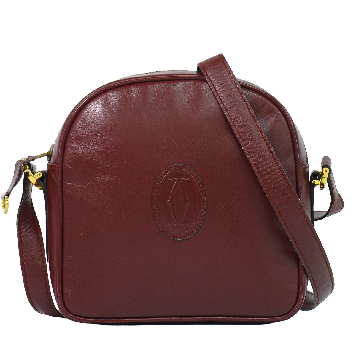 Cartier Must Line Shoulder Bag Pochette Leather Bordeaux