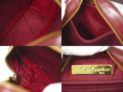 Cartier Must Line Shoulder Bag Pochette Leather Bordeaux — view 9