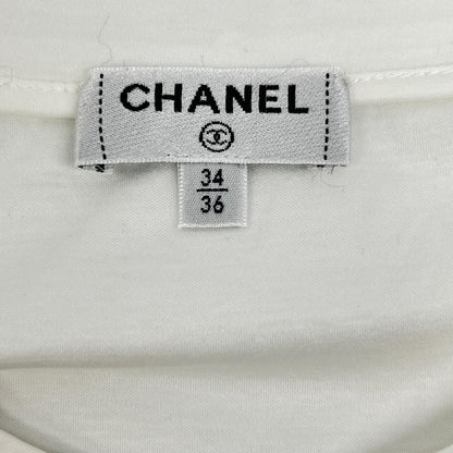 Chanel CC Logo Brooch White T-Shirt — view 3
