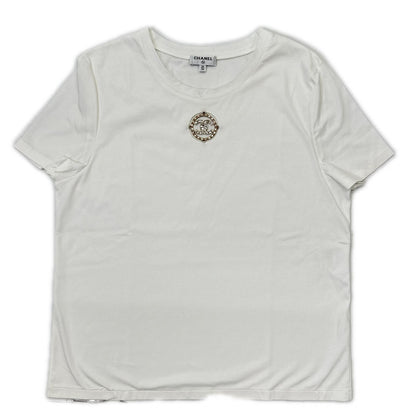 Chanel CC Logo Brooch White T-Shirt