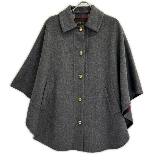 Louis Vuitton Logo Gold Button Angora Cashgora Blend Poncho 38 Cape