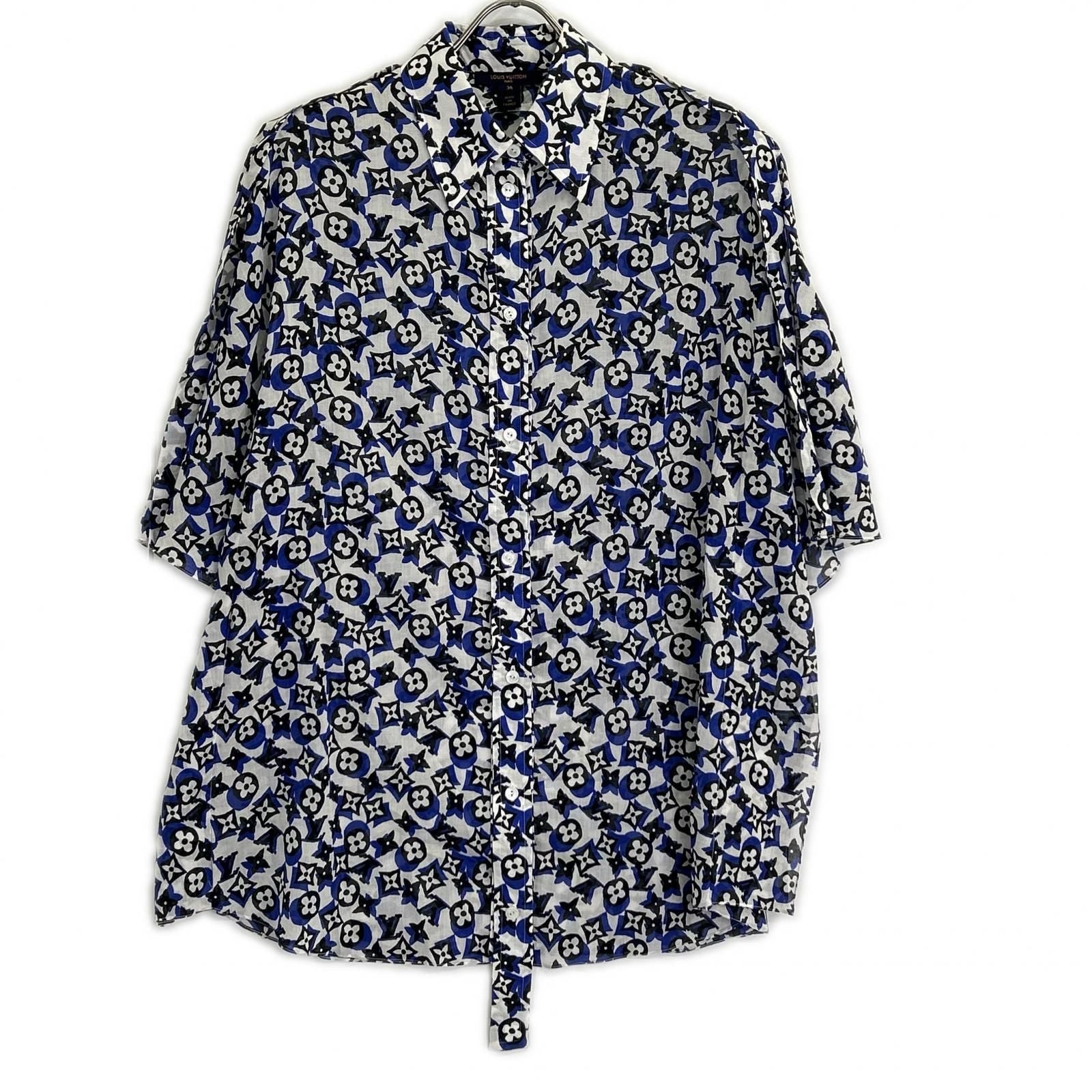 Louis Vuitton Jnq Monogram All Over Pattern Short Sleeve Blouse 36