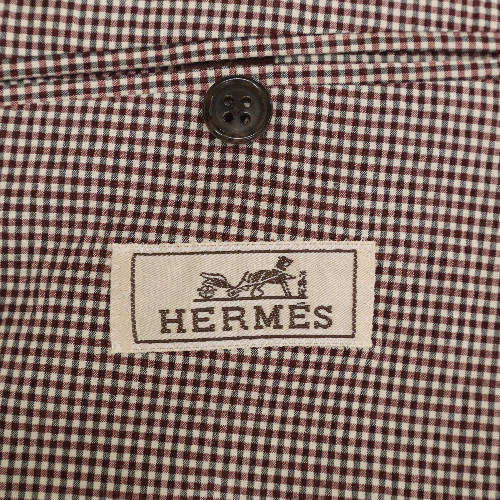 Hermes Check Seersucker Silk Blend Tailored Jacket 54 — view 4