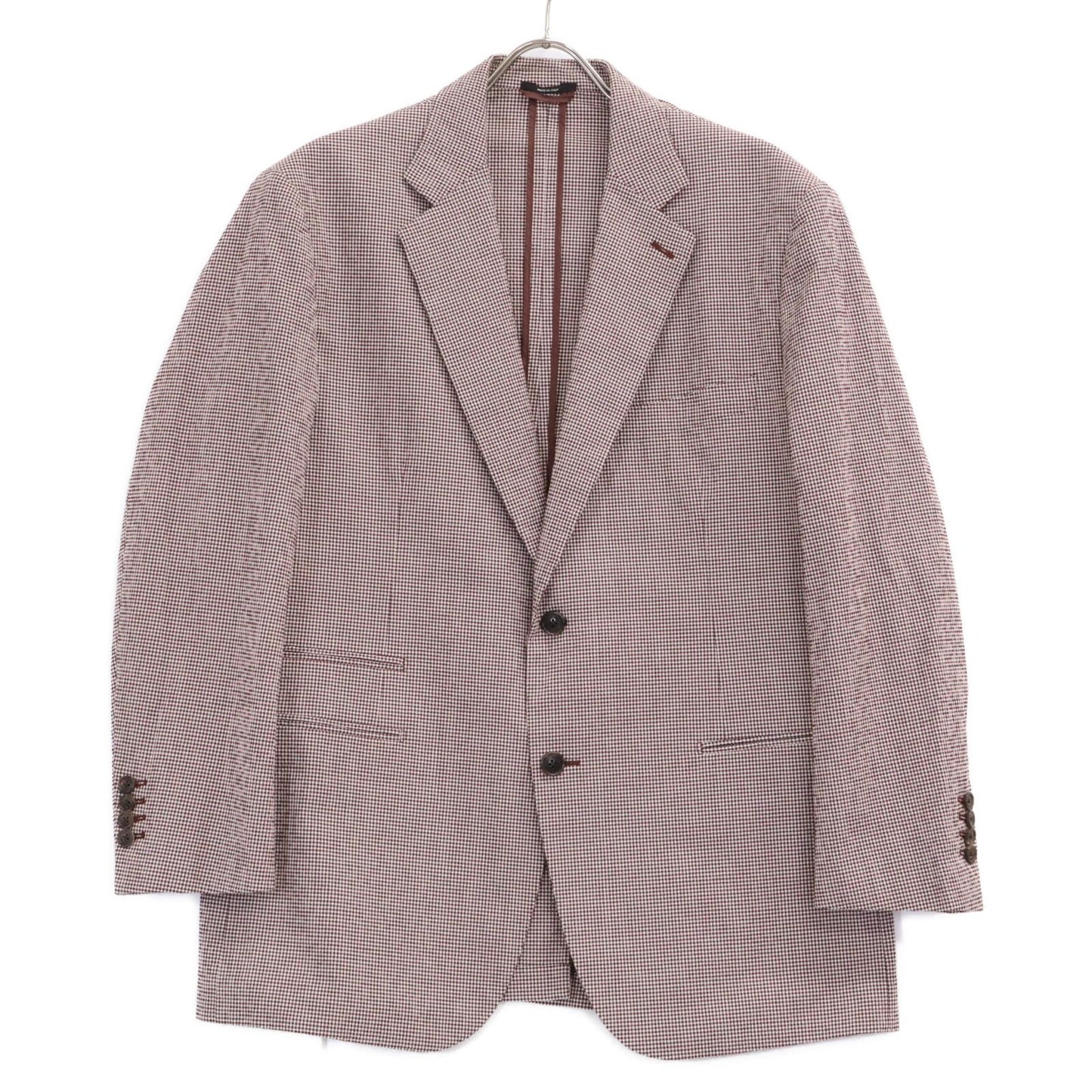 Hermes Check Seersucker Silk Blend Tailored Jacket 54