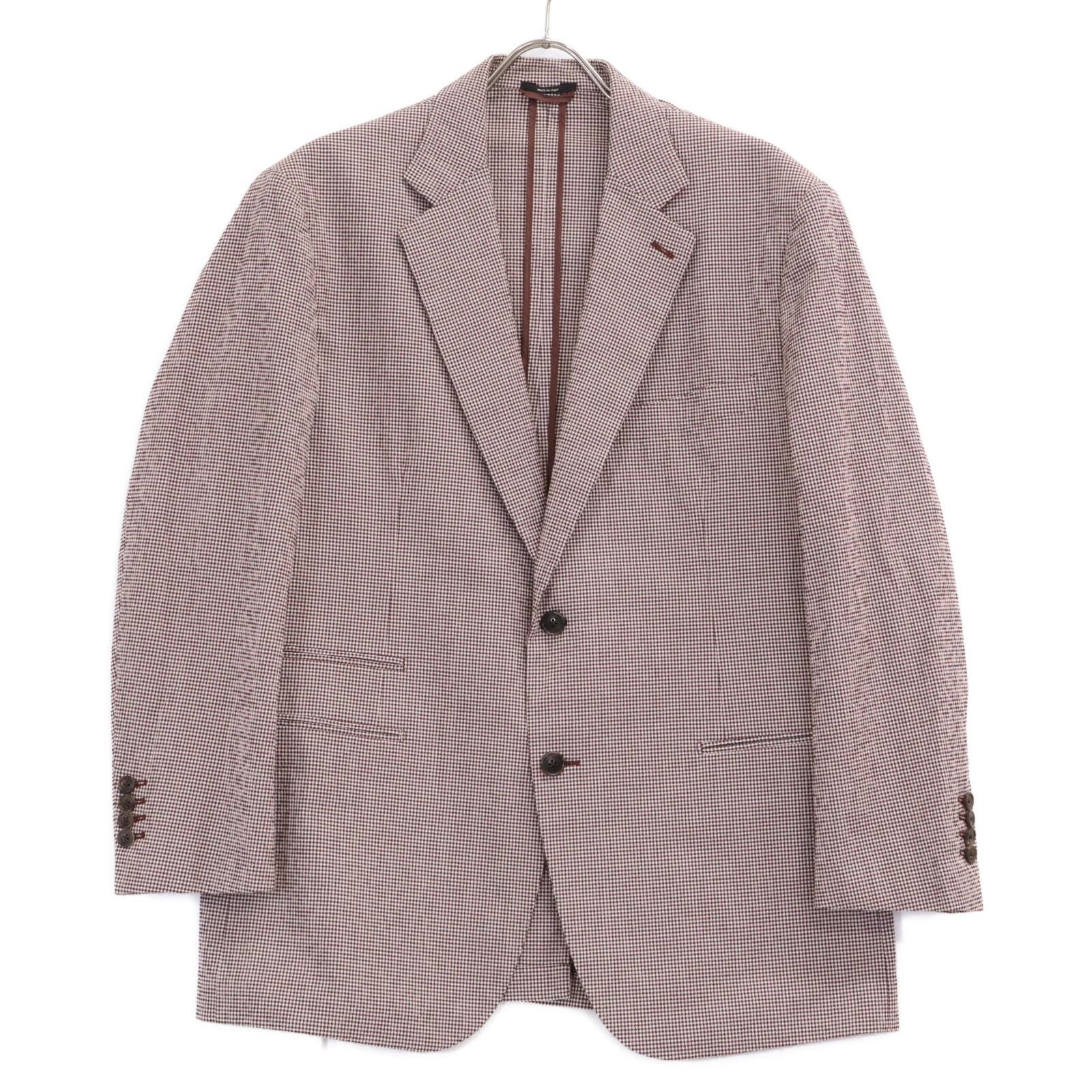 Hermes Check Seersucker Silk Blend Tailored Jacket 54