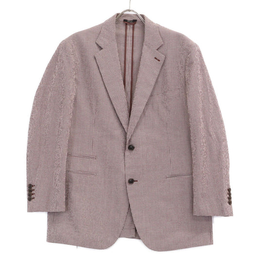 Hermes Check Seersucker Silk Blend Tailored Jacket 54