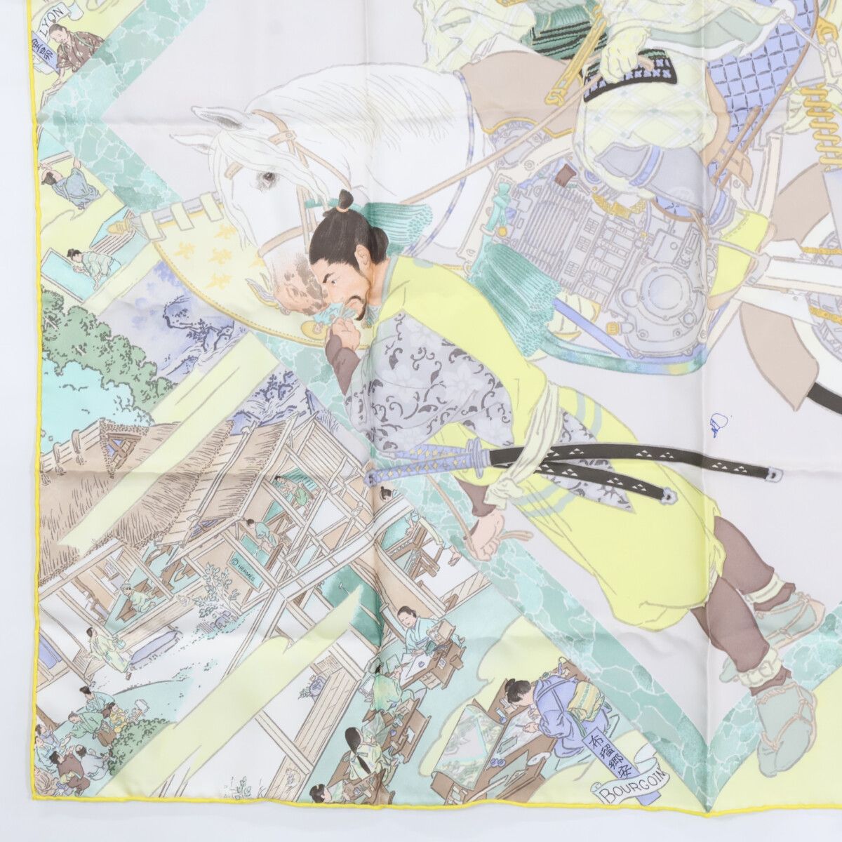 Hermes Yellow Etriers Remiles Artisans D Carre 90 Scarf — view 4