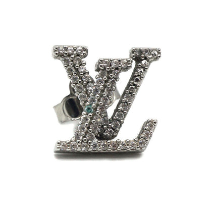 Louis Vuitton Iconic Strass LV Earrings One Side Silver
