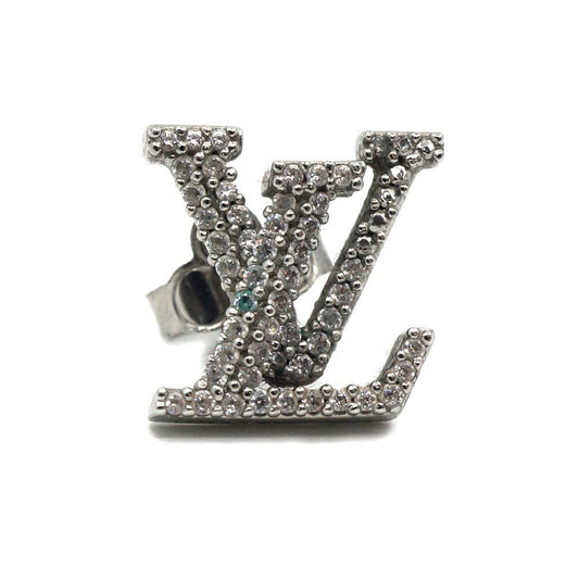 Louis Vuitton Iconic Strass LV Earrings One Side Silver