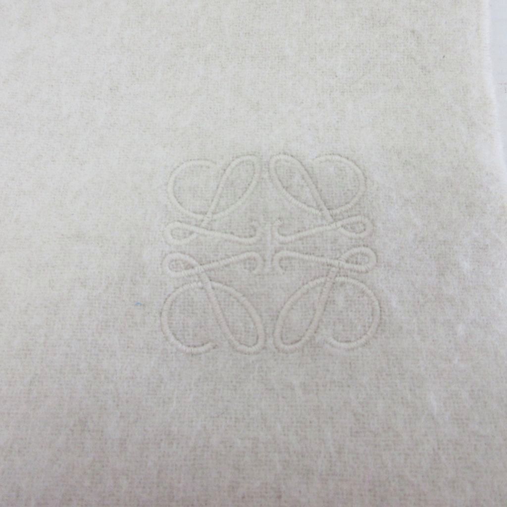 Loewe Anagram Embroidered Scarf Shawl Bicolor Fringe Wool Cashmere Blend Ivory — view 5