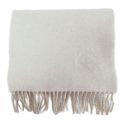 Loewe Anagram Embroidered Scarf Shawl Bicolor Fringe Wool Cashmere Blend Ivory — view 2
