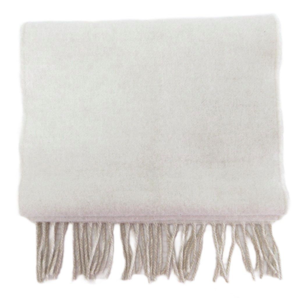 Loewe Anagram Embroidered Scarf Shawl Bicolor Fringe Wool Cashmere Blend Ivory — view 4