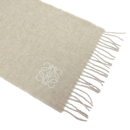 Loewe Anagram Embroidered Scarf Shawl Bicolor Fringe Wool Cashmere Blend Ivory — view 8
