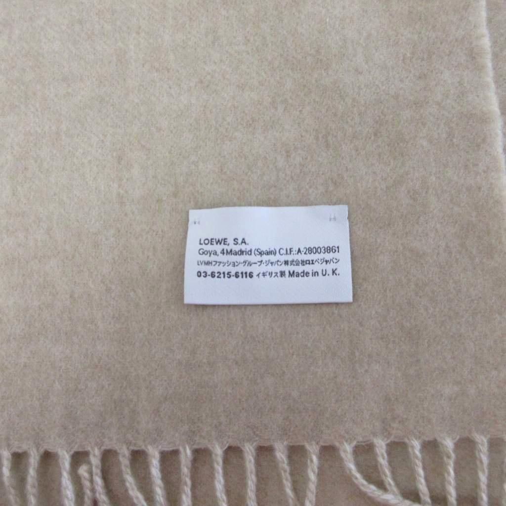 Loewe Anagram Embroidered Scarf Shawl Bicolor Fringe Wool Cashmere Blend Ivory — view 9