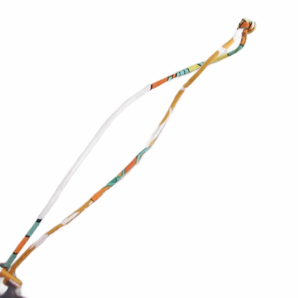 Hermes Petit Ash Peacock Fishbone Charm Leather Green Blue Keychain — view 8