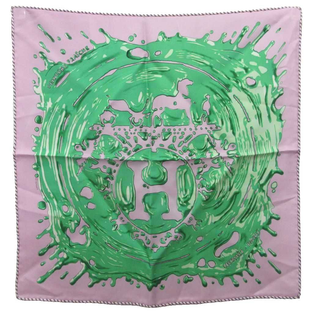 Hermes Carre 45 Gavroche Freshly Painted Peinture Fraiche Scarf Shawl All Over